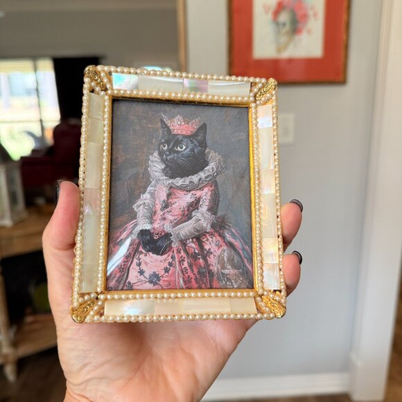 Vintage Convex Mother of Pearl Hollywood Regency Cat picture - Picture 11 of 15